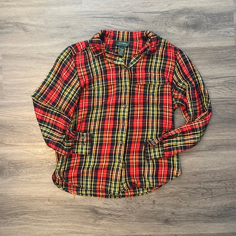 Lauren Ralph Lauren Plaid Button Down with Embroidered Pocket